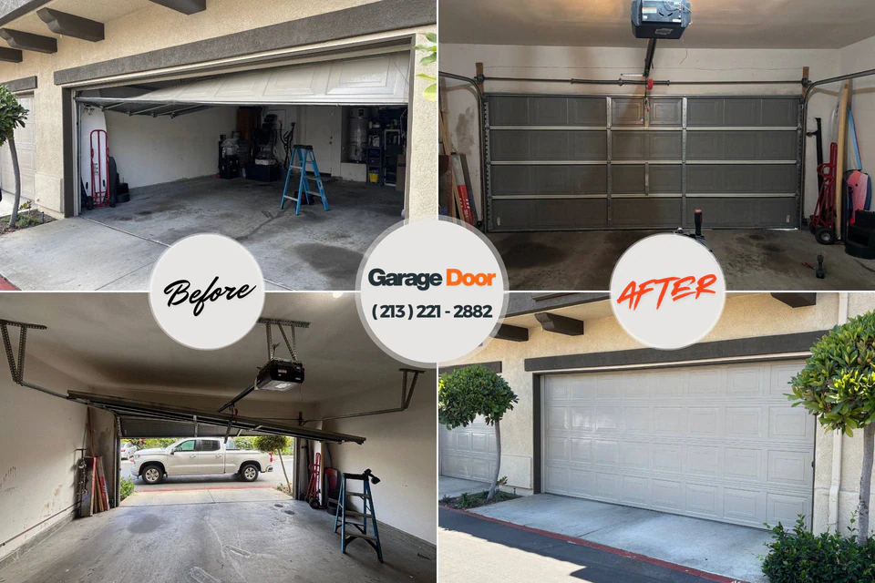 Before and after: garage door repair Thorndale, PA